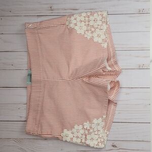 Judith March Striped Embroidered Shorts